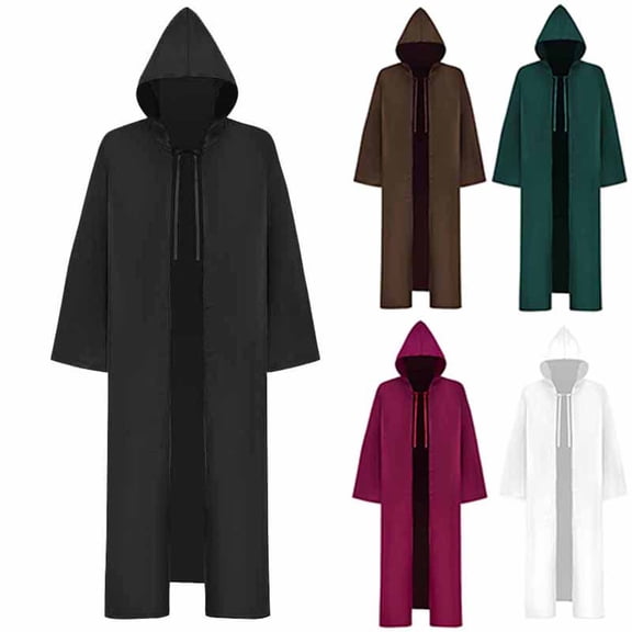 Hvyesh Adult Halloween Costume Medieval Hood Robe Cosplay Capes Unisex Solid Capelet