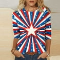 thumbnail image 1 of Hvyesh American Flag Shirts Women 3/4 Sleeve T Shirts Slim Fit Plus Size Tops 4th of July Casual 3/4 Sleeve Length Tops, 1 of 5