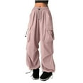 thumbnail image 1 of Hvyesh Baggy Parachute Pants for Women Straight Unisex Wide Leg Cargo Pants Elastic Waist Drawstring Harajuku Cotton Trendy, 1 of 5