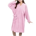 thumbnail image 1 of Hvyesh Bathrobe for Women Fleece Robe Warm Knee Length Spa Robe Long Sleeve Fleece Towel Bathrobe, 1 of 4