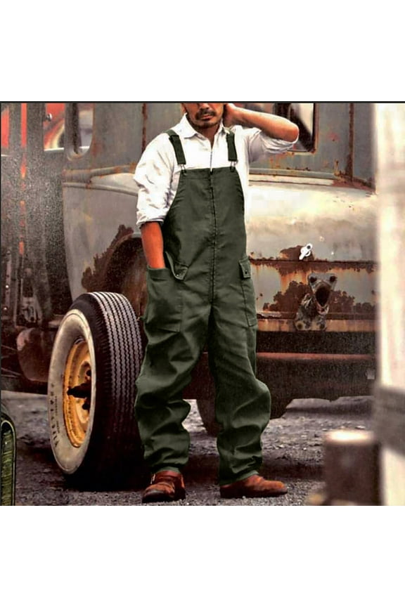 Bib Overall for Mens Work Dungarees Unisex Workwear Romper Oversized Jumpsuit Denim Adjustable Straps and Convenient Pockets One-Piece Jumpsuits