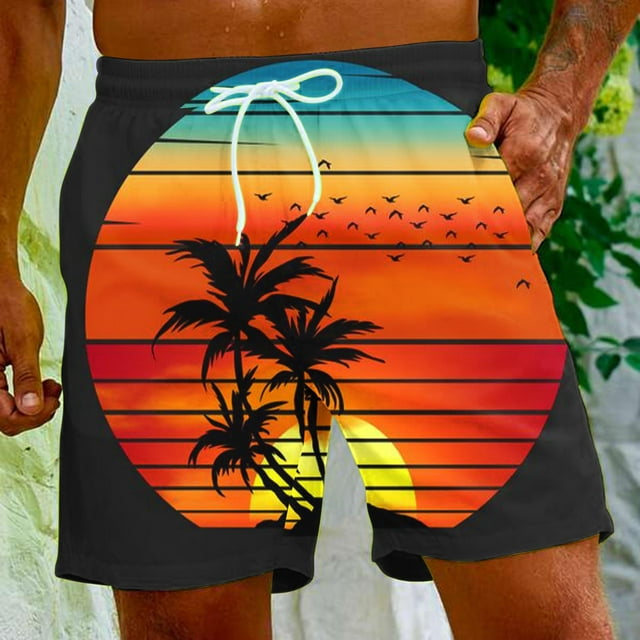 Hvyesh Big and Tall Swimsuits for Men Summer Palm Tree Tropical Swim ...