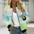 thumbnail image 1 of Hvyesh Bomber Jacket Women Causal Tie Dye Print Zip Up Coats Long Sleeve Stand Collar Fall Jackets Lightweight Outerwear Tops Green, 1 of 4