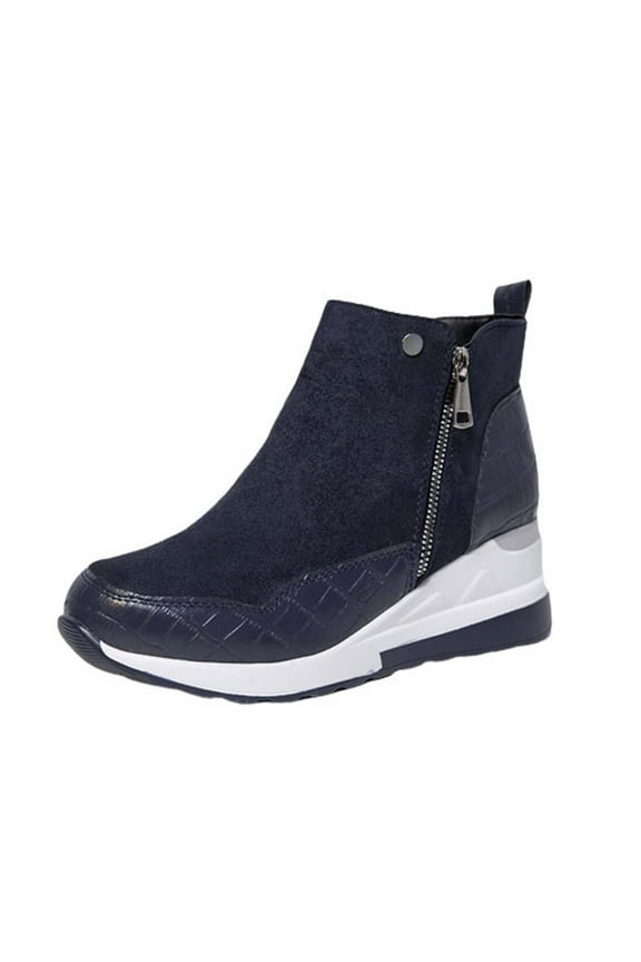 Boots for Women Women'S Fashion Retro Solid Color Splicing Boots Thick Sole High-Heels Round Toe Casual Boots Daliy Wearing Shoes