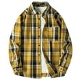 thumbnail image 1 of Hvyesh Button Down T-Shirt for Men Long-Sleeve Plaid Shirt Vintage Lapel Work Tops 2025 Spring Plaid Coats, 1 of 5