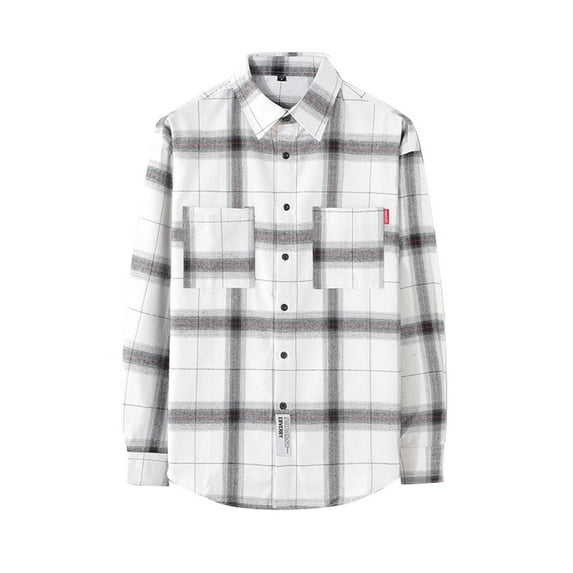 Hvyesh Button Up Shirts for Men Big and Tall Flannel Long Sleeve Button Down Shirt Plaid Pocket Mens Clothes