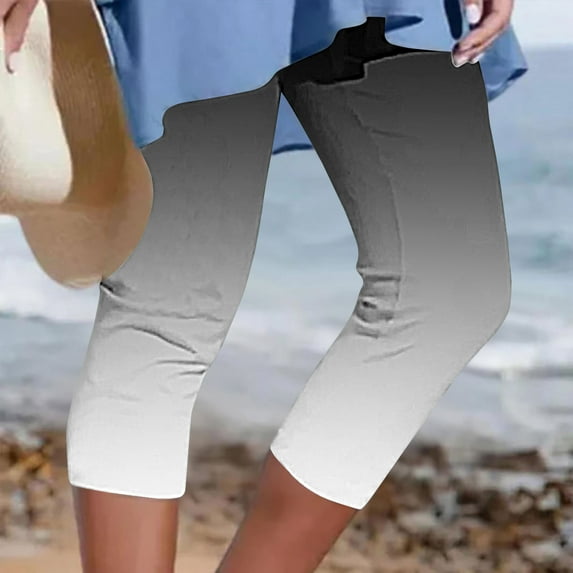 Hvyesh Capri Leggings for Women Plus Size Tie Dye Capris 2025 Knee Length Lightweight Cropped Yoga Pants Tummy Control Soft Stretchy Workout Pants