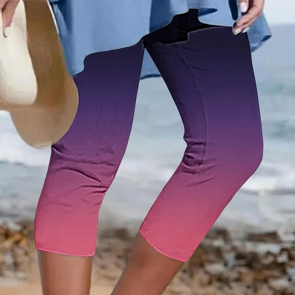 Hvyesh Capri Leggings for Women Plus Size Tummy Control Knee Length Capri Tie Dye High Waisted Yoga Pants Soft Workout Tights