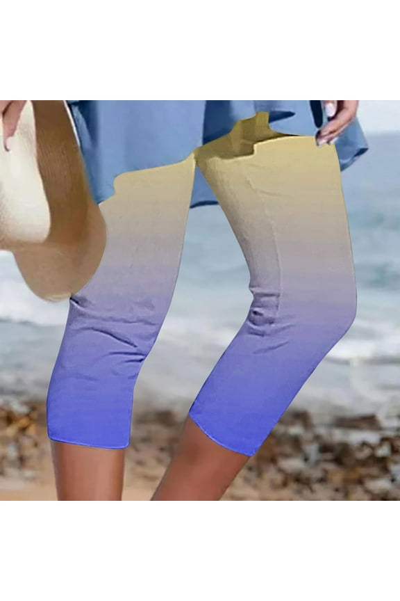 Capri Leggings for Women Plus Size Tummy Control Knee Length Capri Tie Dye High Waisted Yoga Pants Soft Workout Tights