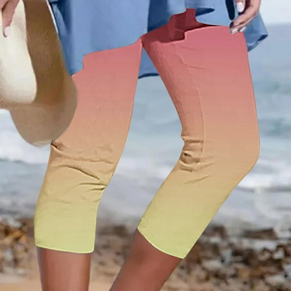 Hvyesh Capri Leggings for Women Plus Size Tummy Control Knee Length Capri Tie Dye High Waisted Yoga Pants Soft Workout Tights