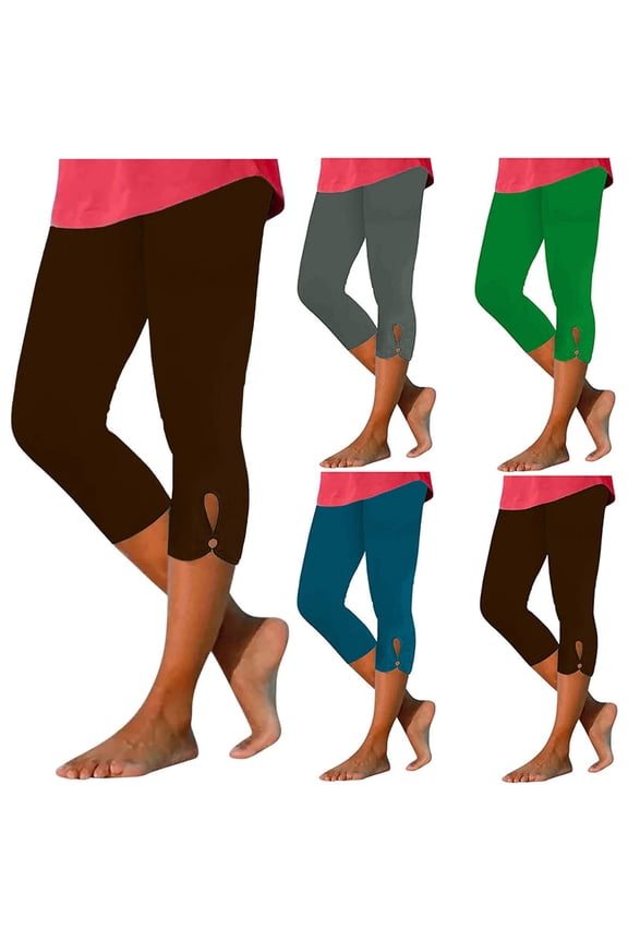 Capri Leggings for Women Tummy Control High Waisted Plus Size Summer Gym Workout Yoga Capris Pants Stretch Tights