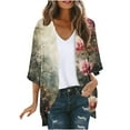 thumbnail image 1 of Hvyesh Cardigan for Women Summer Lightweight Floral Print Cardigans 3/4 Sleeve Open Front Casual Cover Ups, 1 of 5