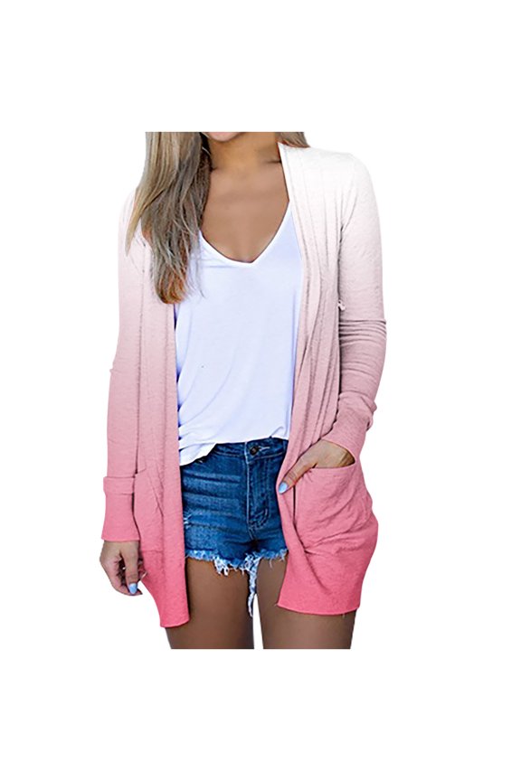 Cardigans for Women 2025,Lightweight Open Front Cardigan Shirts Trendy Dressy Blouses Casual Long Sleeve Pocket