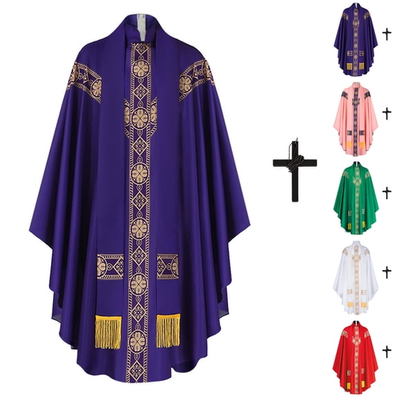 Hvyesh Church Catholic Priest Clergy Robes for Men Church Father Mass Vestments Robe Halloween Costume Outfits
