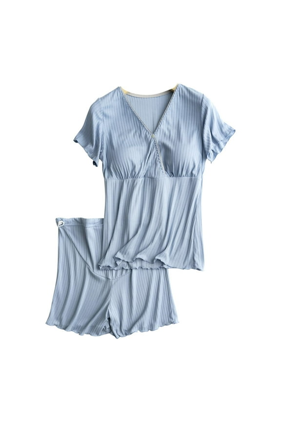 2025 Women's Maternity Nursing Pajamas Set Breastfeeding Sleepwear Short Sleeve Top & Shorts Pregnancy PJS Postpartum Pajamas Breastfeeding Pregnancy Clothes