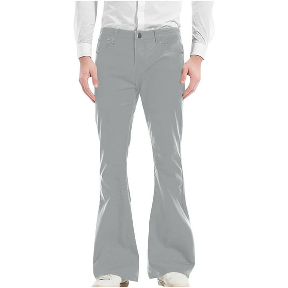Hvyesh Men Bell Bottom Flares Pants Slim Fit 60s 70s Vintage Trousers Pants, Mens Bell Bottoms Disco Pants Flared Jeans