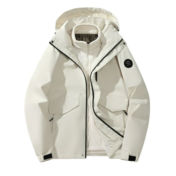 Hvyesh Men Big and Tall 3-in-1 Ski Jacket 2025 Winter Snow Coat Windproof Zip Up Jackets Trendy Snowboarding Jackets Warm Running Hiking Travel Puffer Coat