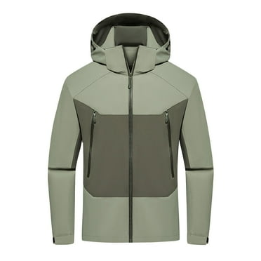 Hvyesh Clearance Items Men's Lightweight Rain Jacket Removeable Hood Waterproof Windbreaker with Zipper Pockets Soft Shell Jackets Big and Tall Casual Jackets for Men