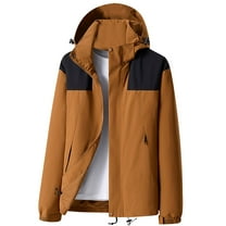 Hvyesh Clearance Items Men's Lightweight Waterproof Hooded Rain Jacket Outdoor Raincoat Softshell Windbreaker Hiking Travel Jacket Loose Zip Up Coats with Pockets