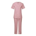 thumbnail image 1 of Hvyesh Clearance Items Under 10 dollars Scrubs Medical Uniform Sets Women and Man Scrubs Set Medical Scrubs Top and Pants 2 Piece Sets, 1 of 6