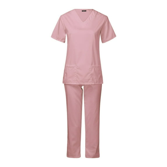 Hvyesh Clearance Items Under 10 dollars Scrubs Medical Uniform Sets Women and Man Scrubs Set Medical Scrubs Top and Pants 2 Piece Sets