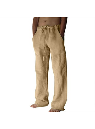 XIAXOGOOL Mens Linen Pants Big and Tall Loose Fit Elastic Waist