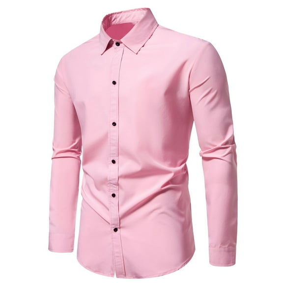 Hvyesh Men Dress Shirts Spring Long Sleeve Wrinkle-Free Work T-Shirt Casual Button Down Shirts Business Party Dress Shirts
