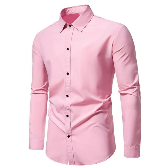 Hvyesh Men Dress Shirts Spring Long Sleeve Wrinkle-Free Work T-Shirt Casual Button Down Shirts Business Party Dress Shirts