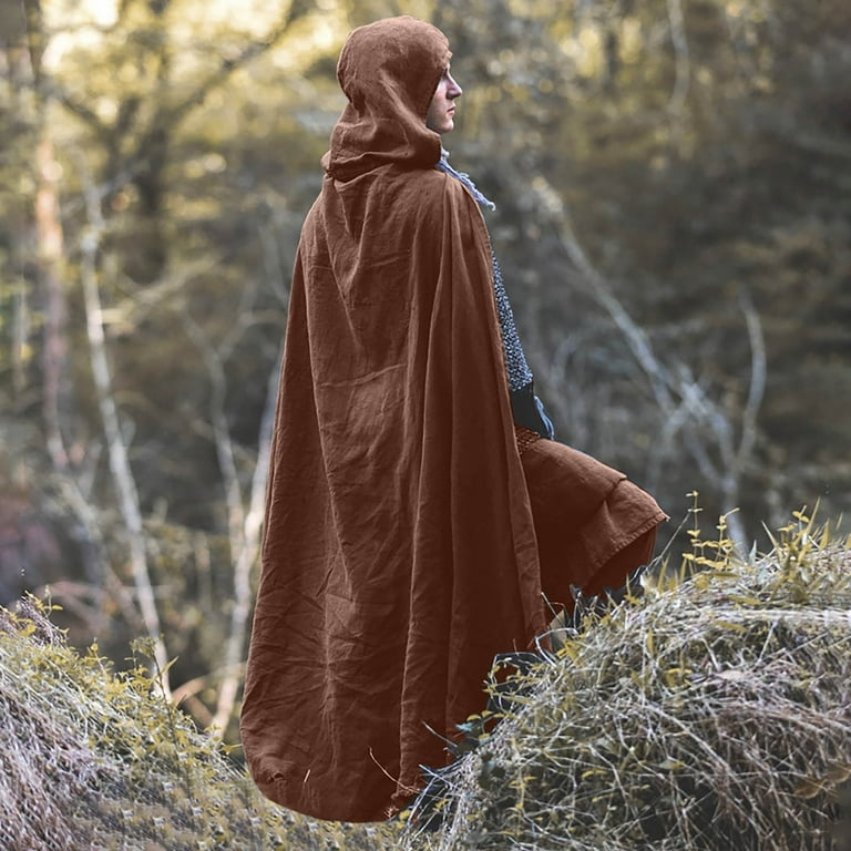 Hvyesh Clearance Men s Cotton Linen Cloak Medieval Retro Hooded Capes Casual Party Performance Cape Vintage Gothic Cloaks Stage Outfits