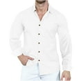 thumbnail image 1 of Hvyesh Clearance Mens Business Dress Shirts Casual Button Down Cuban Camp Shirt Lightweight Stretch Long Sleeve T Shirt Solid Color Wrinkle Free Formal Shirts White, 1 of 5