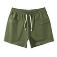 thumbnail image 1 of Hvyesh Mens Cotton Swim Shorts Classic Solid Color 3 Inch Sports Shorts Casual Elastic Waist Drawstring Swim Trunks Lightweight Breathable Workout Swimwear with Pockets, 1 of 6