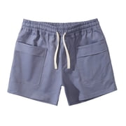 Hvyesh Mens Cotton Swim Shorts Classic Solid Color 3 Inch Sports Shorts Casual Elastic Waist Drawstring Swim Trunks Lightweight Breathable Workout Swimwear with Pockets