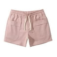 thumbnail image 1 of Hvyesh Mens Cotton Swim Shorts Classic Solid Color 3 Inch Sports Shorts Casual Elastic Waist Drawstring Swim Trunks Lightweight Breathable Workout Swimwear with Pockets, 1 of 5