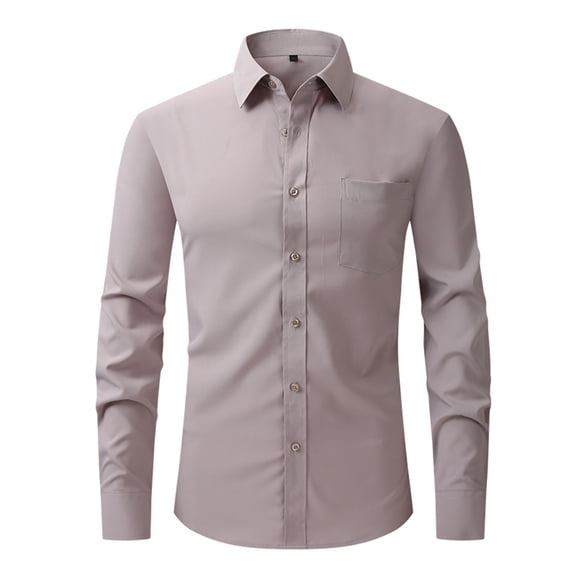 Hvyesh Mens Dress Shirts Long Sleeve Slim Fit Stretch Shirt Wrinkle-Free Formal Oxford Shirt Business Casual Button Down Shirts Regular Solid Cotton Shirt Gray