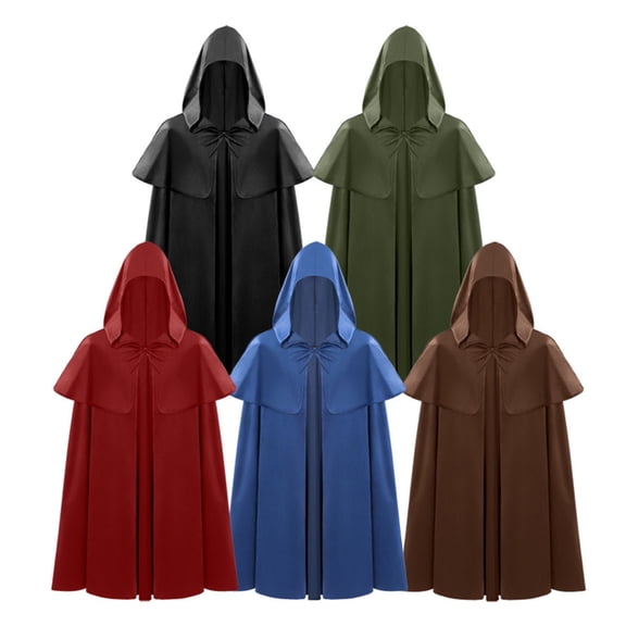 Hvyesh Cloak with Hood Medieval Renaissance Cape for Men and Women Halloween Cosplay Costume