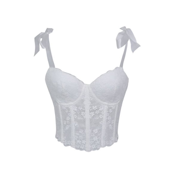 Hvyesh Corset Tops for Women Lace Bustier Crop Top Going Out Mesh Cami Tops for Halloween