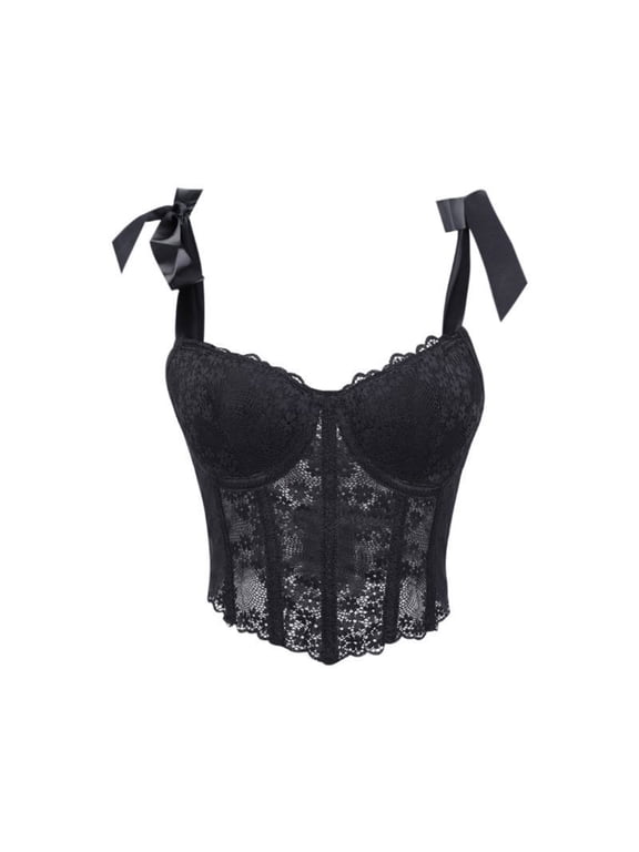 Corset Tops for Women Lace Bustier Crop Top Going Out Mesh Cami Tops for Halloween