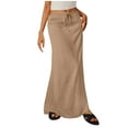 thumbnail image 1 of Hvyesh Cotton Linen Maxi Skirts for Women 2025 Drawstring Elastic Waist Dress A Line Cute Vacation Boho Long Flowy Skirts, 1 of 7