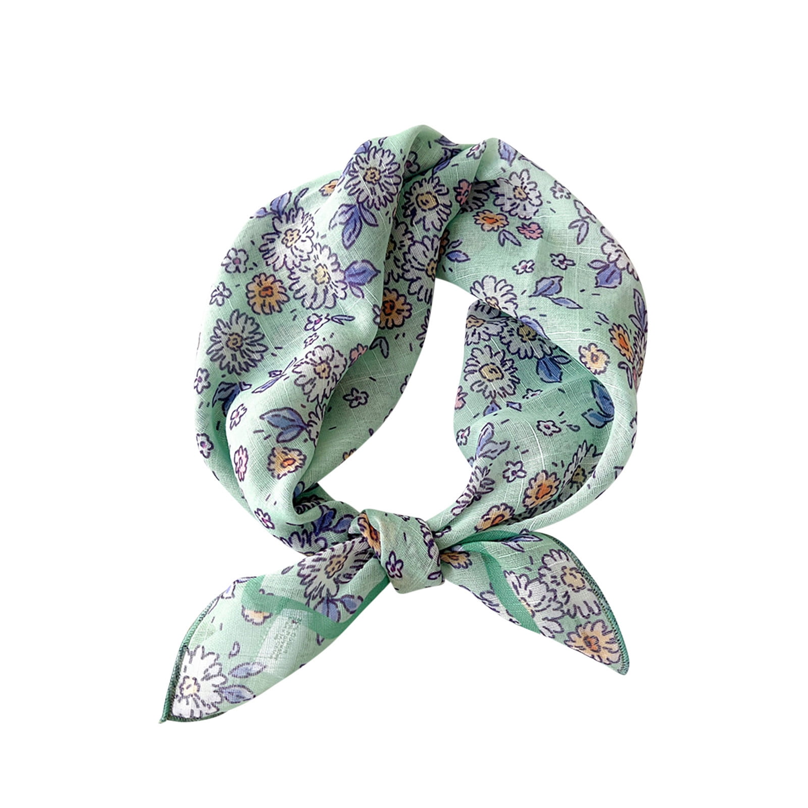 Hvyesh Cotton Neck Scarf for Women Floral Print Square Scarf Small Head Wrap Neck Scarves