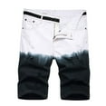 thumbnail image 1 of Hvyesh Denim Shorts for Men Big and Tall Ripped Distressed Short Jeans Fashion Tie Dye Print Straight Leg Shorts Classic Slim Fit Stretchy Jean Shorts with Pockets, 1 of 8