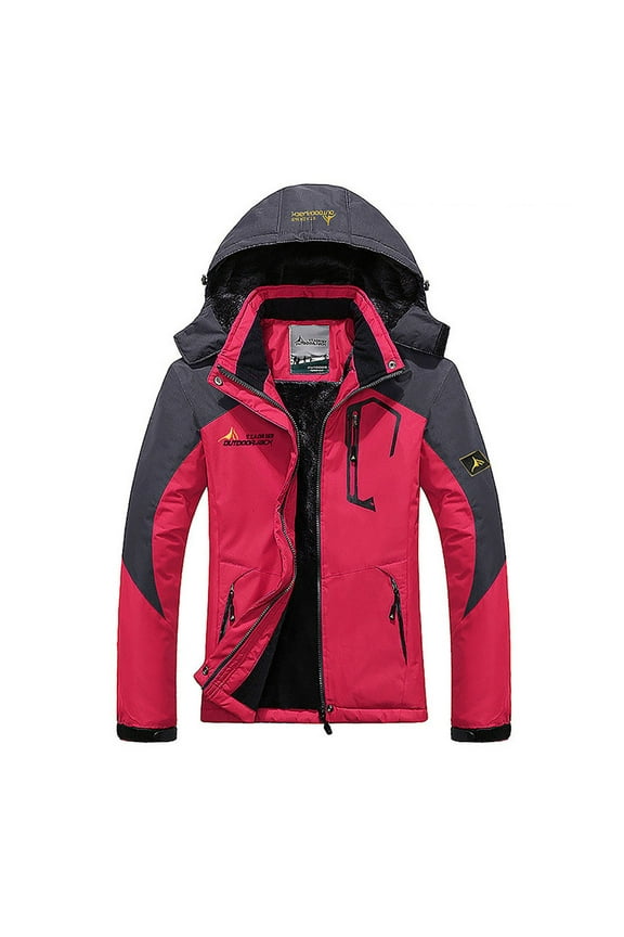 3 in 1 Ski Jacket for Womens Rain Jacket Windbreaker Winter Warm Hooded Raincoat Waterproof Snowboarding Snow Coat for Rain Outdoor Hiking Pink,L