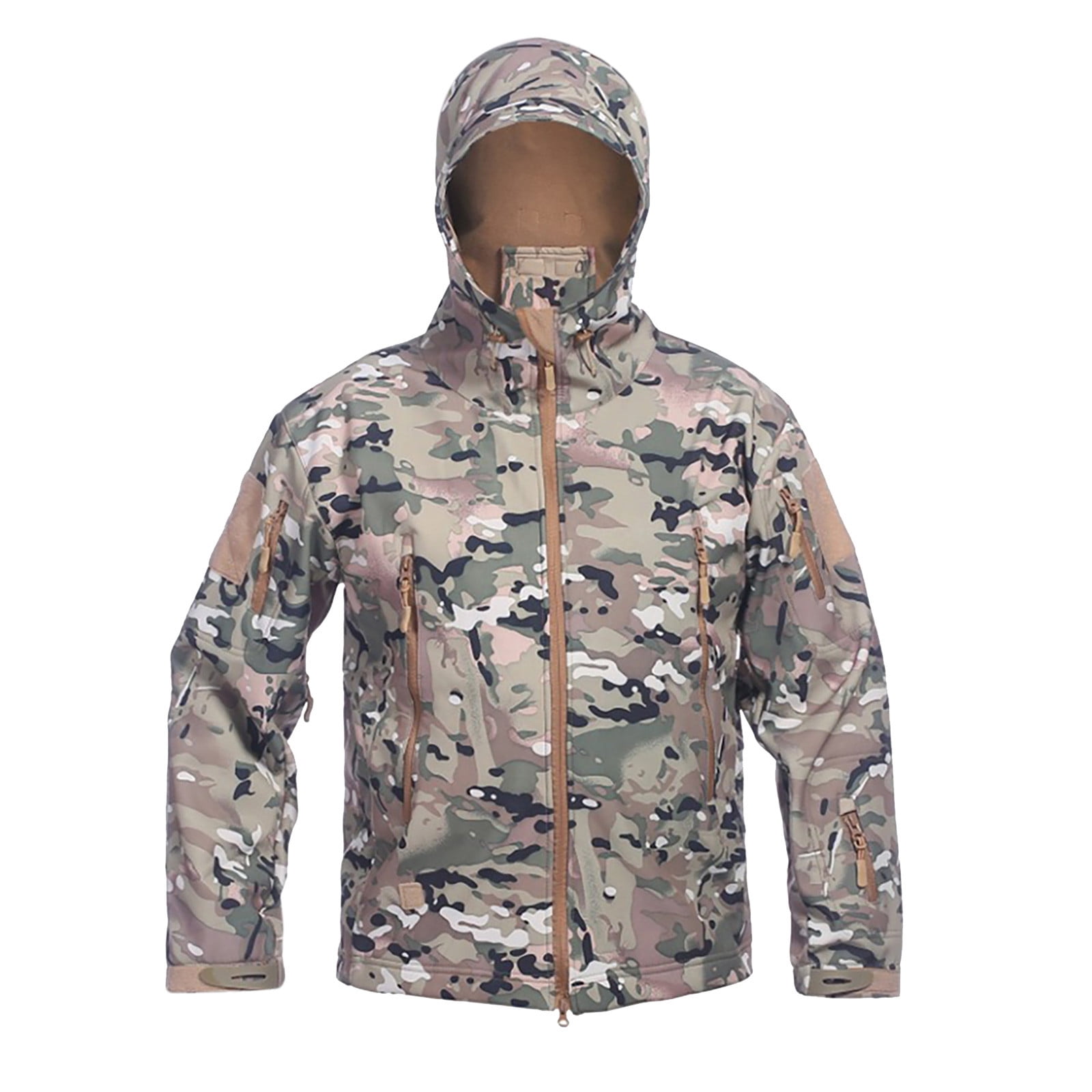 Hvyesh Fall Deals Men's Camo Hunting Jacket Lightweight Waterproof Softshell  Military Tactical Jacket Fleece Lined Hooded Rain Jacket Camouflage Outdoor Hiking  Fishing Raincoat Shell Coat 