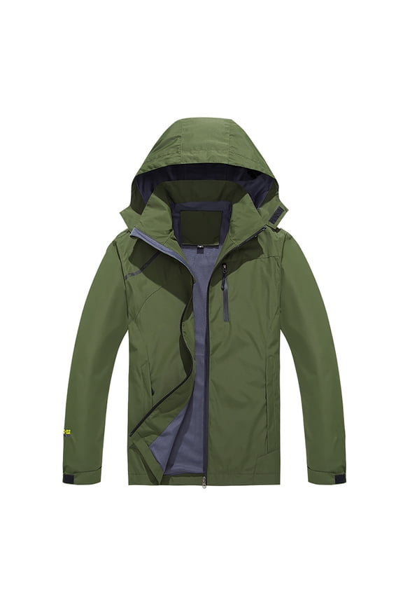 Men's Hooded Softshell Jacket Waterproof Lightweight Insulated Windbreaker Fleece Lined Rain Shell Jacket