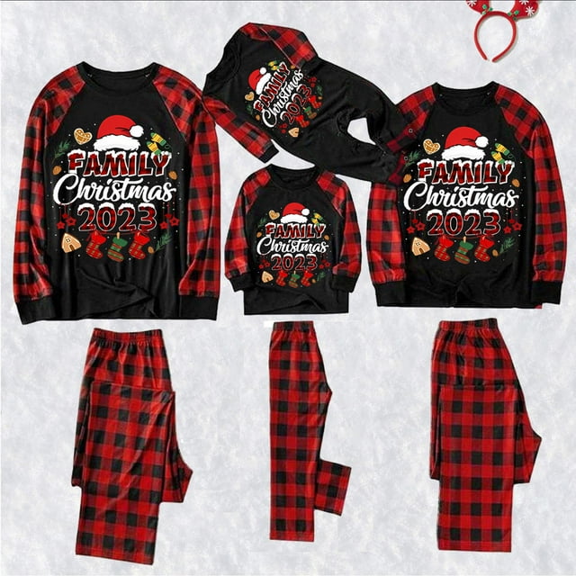 Hvyesh Family Matching Christmas Pajamas Set 2023 Santa Printed