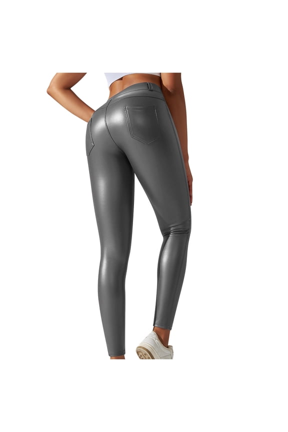 Faux Leather Leggings Pants for Women Butt Lift Leggings High Waist Tummy Control Seamless Leggings Skinny Tights