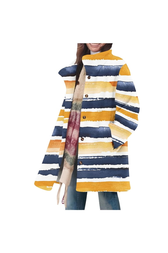 Flannel Jacket for Women Floral Print Puffer Coat Casual Button Down Shirts Jackets Long Sleeve Lapel Jackets with Pockets