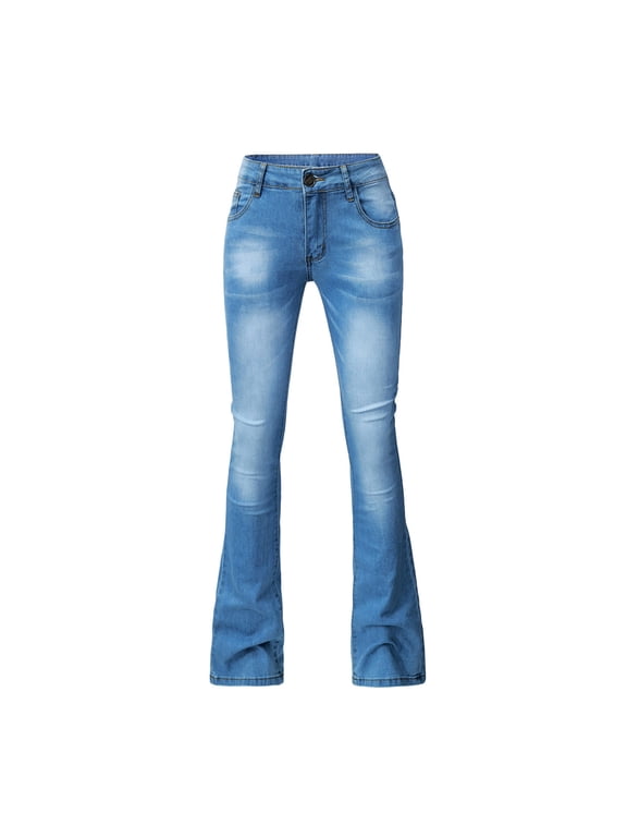 Flare Jeans for Women High Waist Bootcut Stretchy Stacked Wide Leg Jeans Teen Girls Trendy Hippie Pants with Pockets
