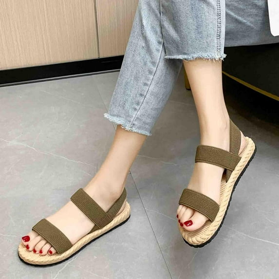 Hvyesh Flat Sandals for Women Casual Summer, Flat Bottomed Mules Soft Bottomed Straight Line Sandals And Slippers Size 7.5