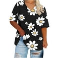 thumbnail image 1 of Hvyesh Floral Tops for Women Plus Size Short Sleeve Shirt Cute Going Out Work Blouses Loose Fit V Neck Tshirts, 1 of 4