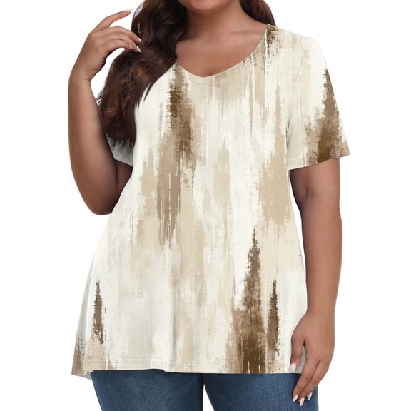 Hvyesh Floral Tops for Women Plus Size Summer Tops Loose Fit Short Sleeve Blouses Casual Crewneck Work Tees 2025 Outfits Rebajas de verano